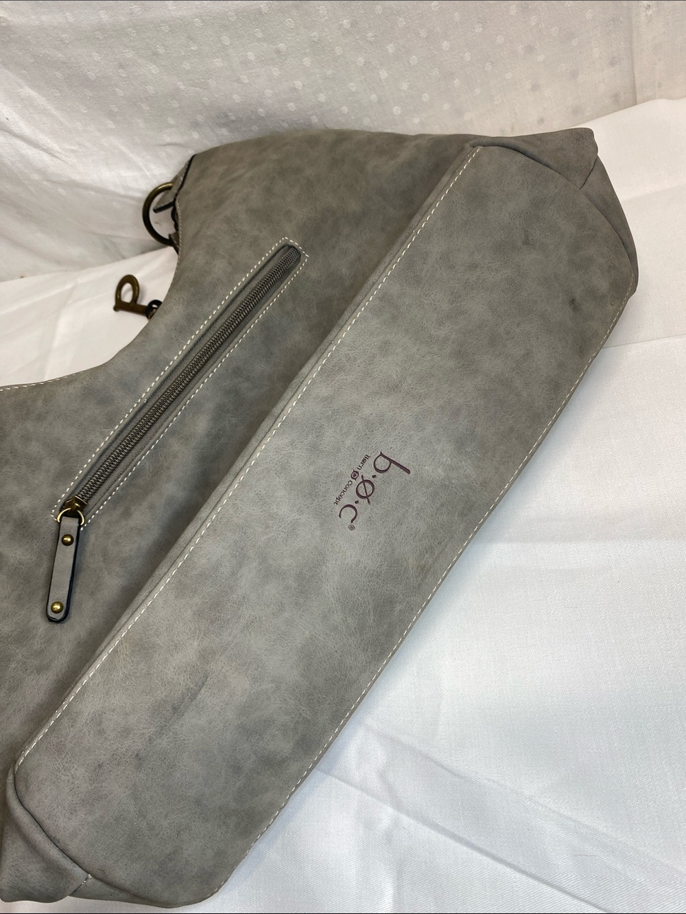 boc Gray Suede-Style hobo Shoulder Crossbody Bag adjustable strap - Picture 6 of 15
